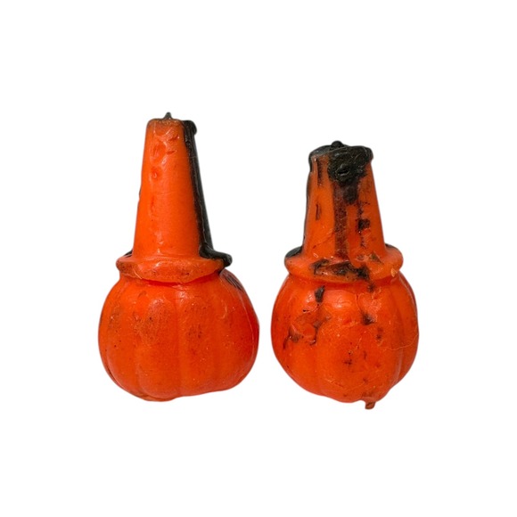Vintage Gurley Pumpkin Head Witch Candles Pair – Halloween Decor - Picture 2 of 5